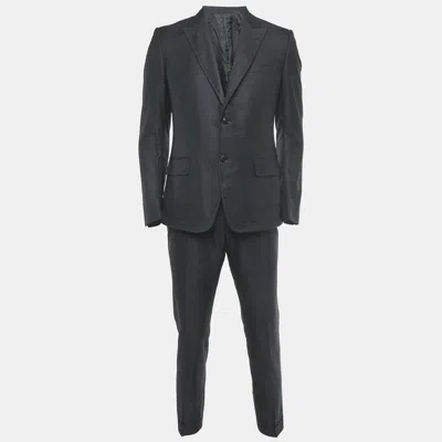 Pre-owned Gucci Navy Blue Striped Wool Blend Blazer & Pants Set L