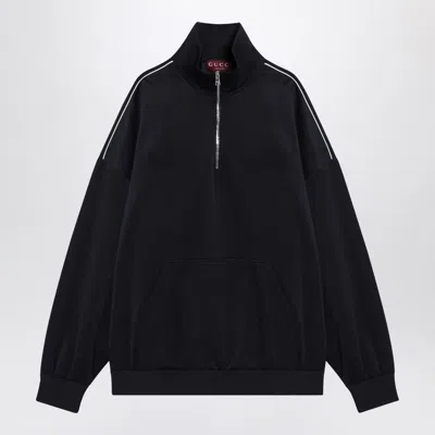 Gucci Navy Blue Sweatshirt In Technical Jersey Men In Black