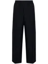 GUCCI NAVY BLUE TWILL WEAVE LOGO ELASTIC WAIST TROUSERS FOR MEN