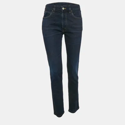 Pre-owned Gucci Navy Blue Washed Denim Skinny Jeans L Waist 32"