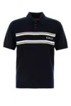 Gucci Short Sleeved Wool And Cashmere Sweater With Polo Neck In Navywhite