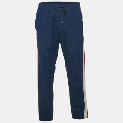 Pre-owned Gucci Navy Blue Wool Contrast Trimmed Trackpants Xxl