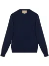Gucci Men's Crew-neck Wool Sweater In Navy Blue