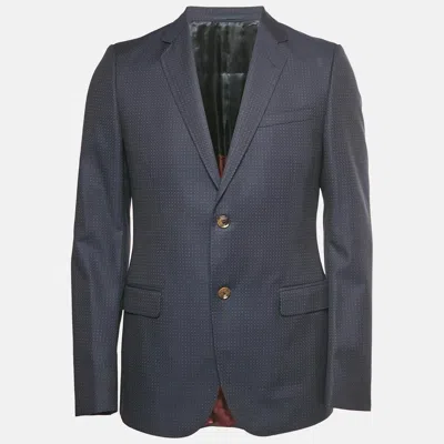 Pre-owned Gucci Navy Blue Wool Single Breasted Blazer L