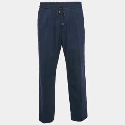 Pre-owned Gucci Navy Blue Wool Slack Pants Xl