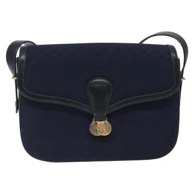Pre-owned Gucci Navy Canvas Shoulder Bag ()