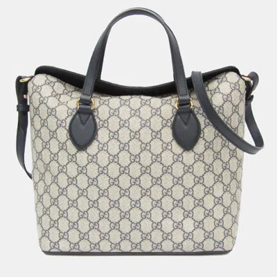 Pre-owned Gucci Navy Coated Canvas Gg Supreme Tote Bag