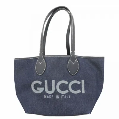 Pre-owned Gucci Navy Denim Tote Bag () In Blue