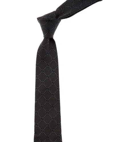 Gucci Navy Gg Silk Tie In Purple