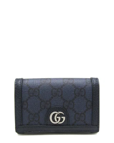 Gucci Navy Gg Supreme Card Case (authentic Pre-loved)
