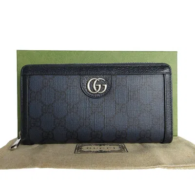 Pre-owned Gucci Navy Gg Supreme Long Wallet (bi-fold) ()