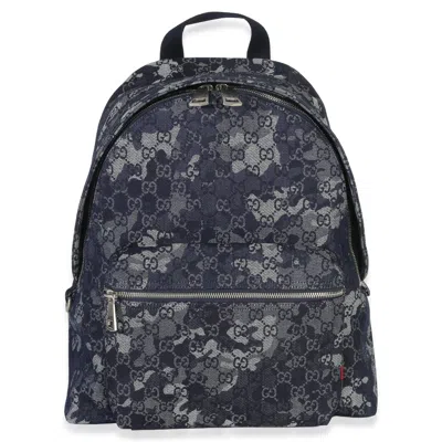 Pre-owned Gucci Navy Jacquard Denim Gg Monogram Backpack