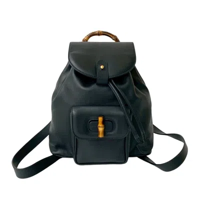 Pre-owned Gucci Navy Leather Backpack ()