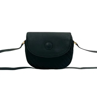 Pre-owned Gucci Navy Leather Canvas Pochette Shoulder Bag ()