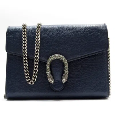 Pre-owned Gucci Navy Leather Coin Purse/coin Case ()