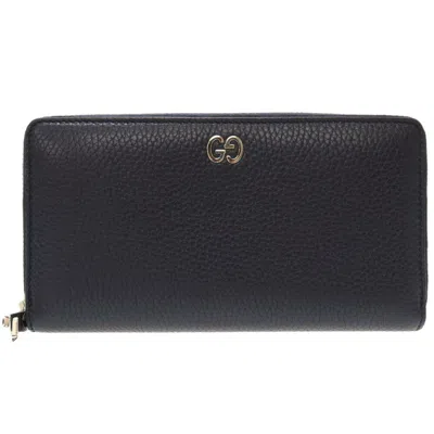 Pre-owned Gucci Navy Leather Long Wallet (bi-fold) ()
