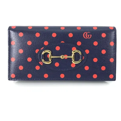 Pre-owned Gucci Navy Leather Long Wallet (bi-fold) ()