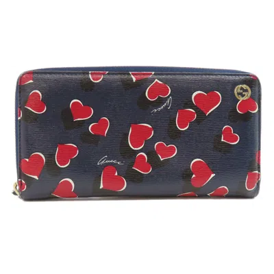 Pre-owned Gucci Navy Leather Long Wallet (bi-fold) ()