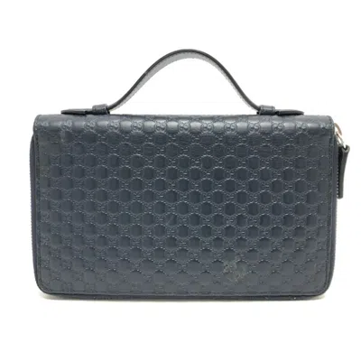 Pre-owned Gucci Navy Leather Long Wallet (bi-fold) ()