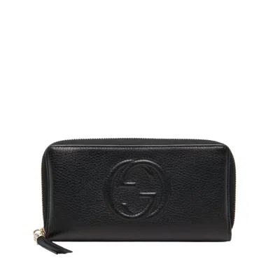 Pre-owned Gucci Navy Leather Long Wallet (bi-fold) () In Blue