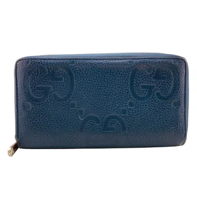 Pre-owned Gucci Navy Leather Long Wallet (bi-fold) () In Blue