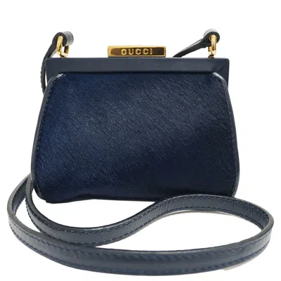 Pre-owned Gucci Navy Leather Pochette Shoulder Bag ()