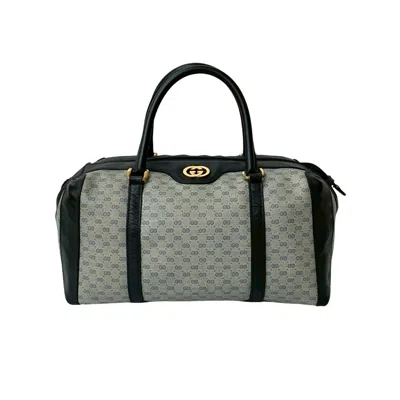 Pre-owned Gucci Navy Leather Pvc Boston Bag Handbag ()