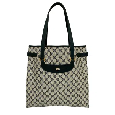 Pre-owned Gucci Navy Leather Pvc Handbag Shoulder Bag Tote Bag ()