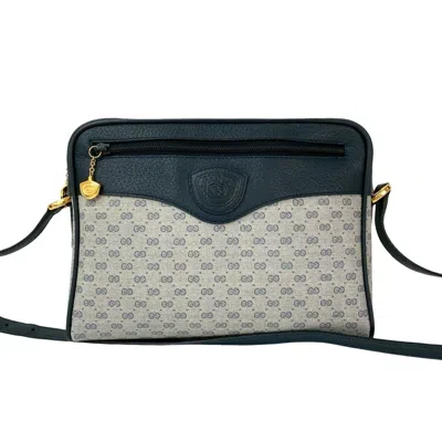 Pre-owned Gucci Navy Leather Pvc Pochette Shoulder Bag () In Blue