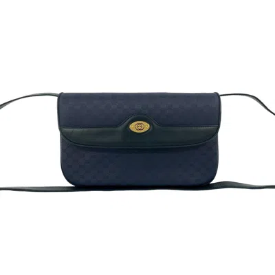 Pre-owned Gucci Navy Leather Pvc Pochette Shoulder Bag () In Blue