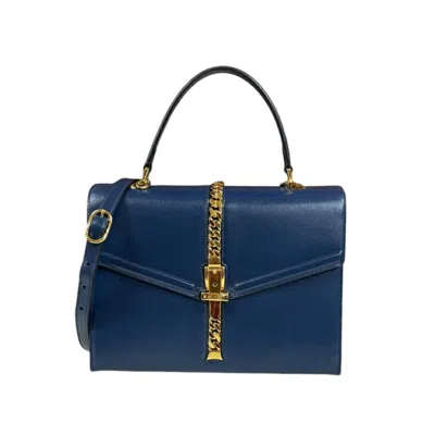 Pre-owned Gucci Navy Leather Shoulder Bag ()