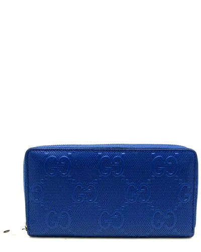 Gucci Navy Leather Wallet (authentic Pre-loved) In Blue