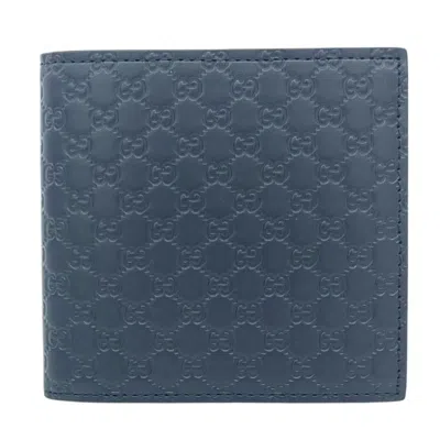 Pre-owned Gucci Navy Leather Wallet (bi-fold) () In Blue