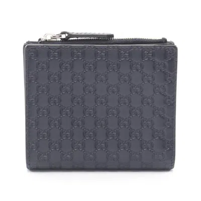 Pre-owned Gucci Navy Leather Wallet (bi-fold) () In Blue