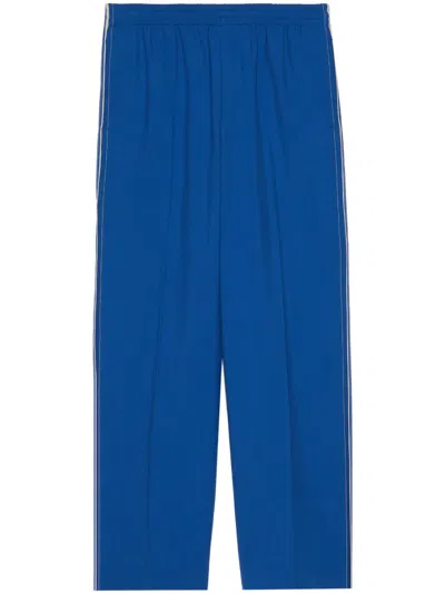 Gucci Logo-patch Wide-leg Trousers In Blue