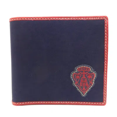 Pre-owned Gucci Navy Nylon Wallet (bi-fold) () In Blue