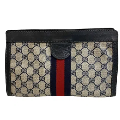 Pre-owned Gucci Navy Pvc Clutch Bag Pouch () In Blue