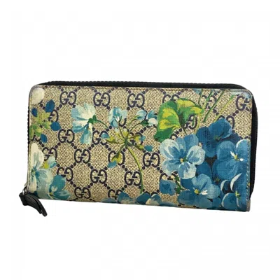 Pre-owned Gucci Navy Pvc Long Wallet (bi-fold) () In Blue