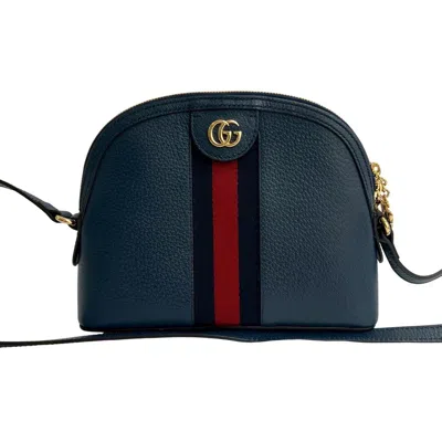 Pre-owned Gucci Navy Red Color Leather Pochette Shoulder Bag ()