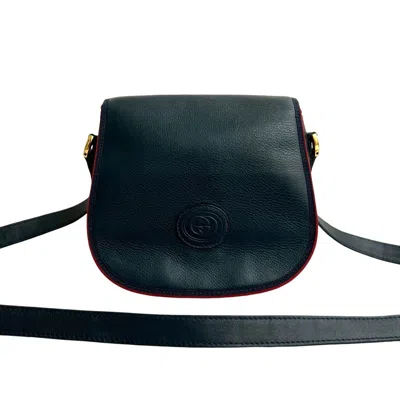 Pre-owned Gucci Navy Red Color Leather Pochette Shoulder Bag ()
