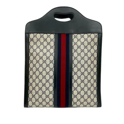 Pre-owned Gucci Navy Red Color Leather Pvc Handbag Tote Bag ()