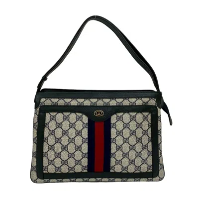 Pre-owned Gucci Navy Red Color Leather Pvc Pochette Shoulder Bag ()