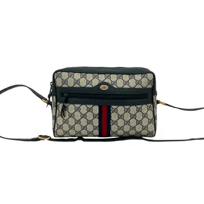 Pre-owned Gucci Navy Red Color Leather Pvc Pochette Shoulder Bag ()