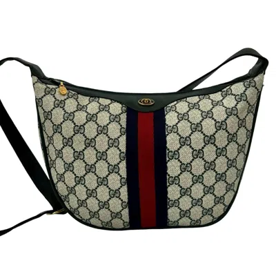 Pre-owned Gucci Navy Red Color Leather Pvc Pochette Shoulder Bag ()