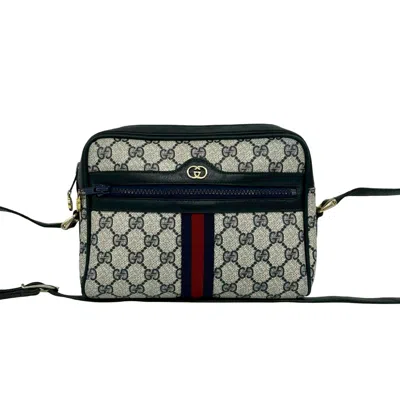 Pre-owned Gucci Navy Red Color Leather Pvc Pochette Shoulder Bag ()