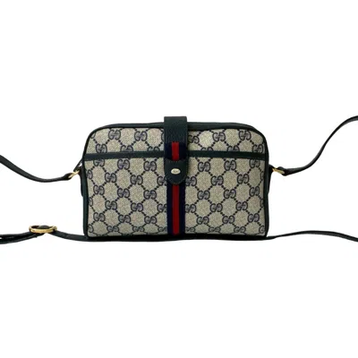 Pre-owned Gucci Navy Red Color Leather Pvc Shoulder Bag ()