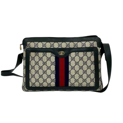 Pre-owned Gucci Navy Red Color Leather Pvc Shoulder Bag ()