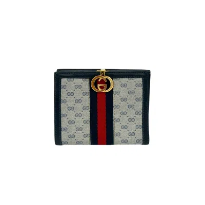 Pre-owned Gucci Navy Red Color Leather Pvc Wallet (bi-fold) ()