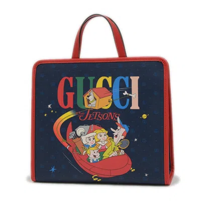 Pre-owned Gucci Navy Red Color Pvc Tote Bag ()