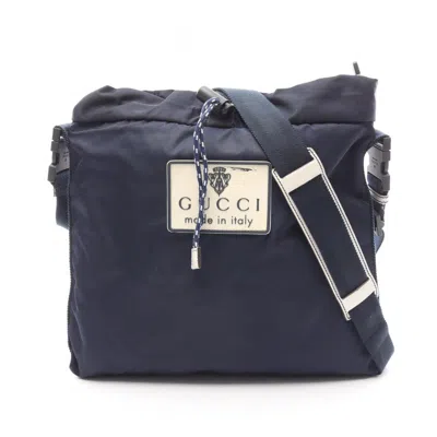 Pre-owned Gucci Navy White Nylon Leather Shoulder Bag () In Multi